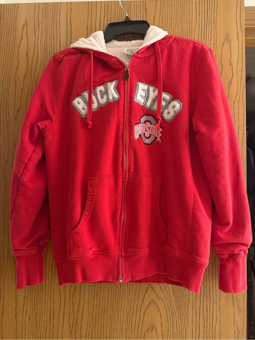 Ohio State Red Sherpa-Lined Zip Hoodie with 'Buckeyes' Applique